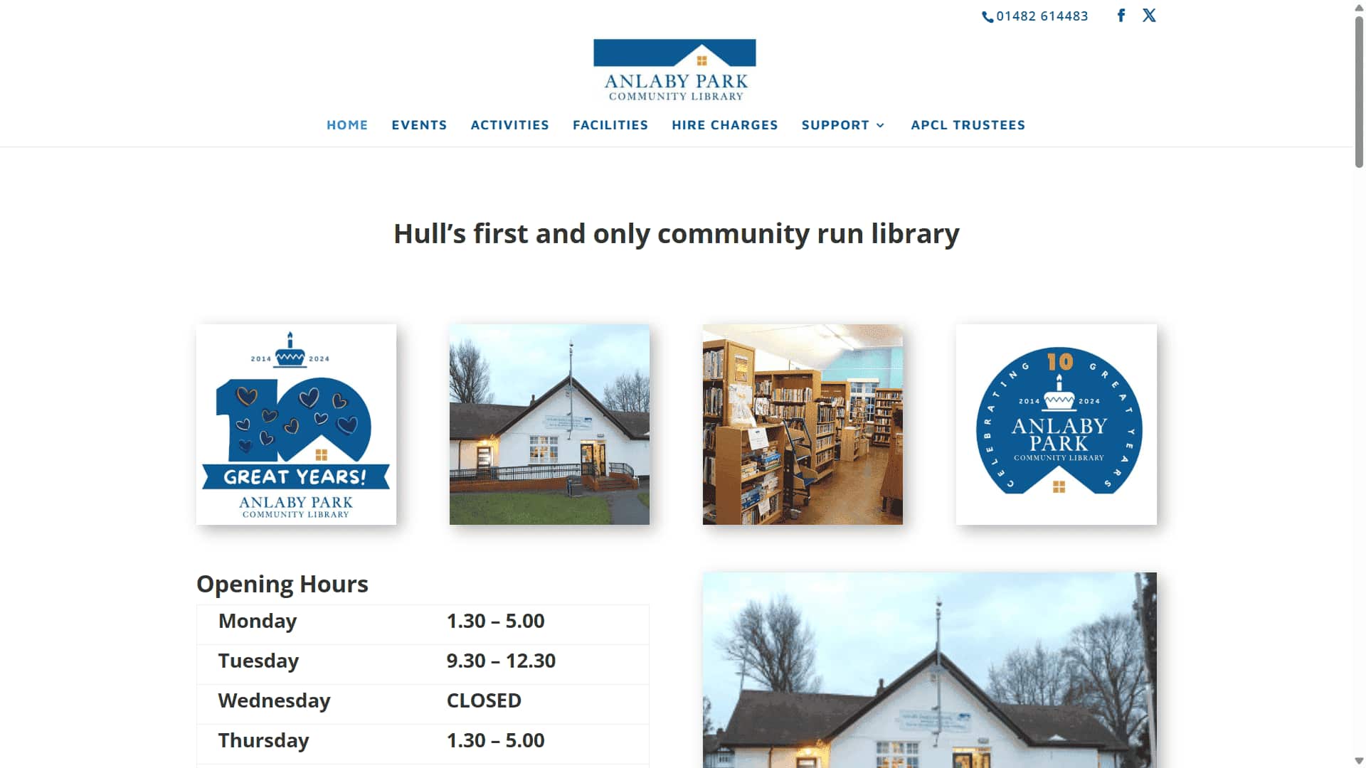 A screenshot of a community library website in hull